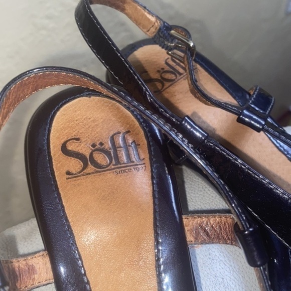 🥰 Sofft Strappy Black Leather Low Heel Platform Slingback Dress Sandal 8M. - Picture 5 of 5